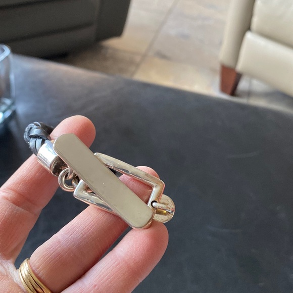 Unisex Robert Lee Morris RLM Sterling Silver and Black Braided Leather Bracelet - Picture 7 of 8